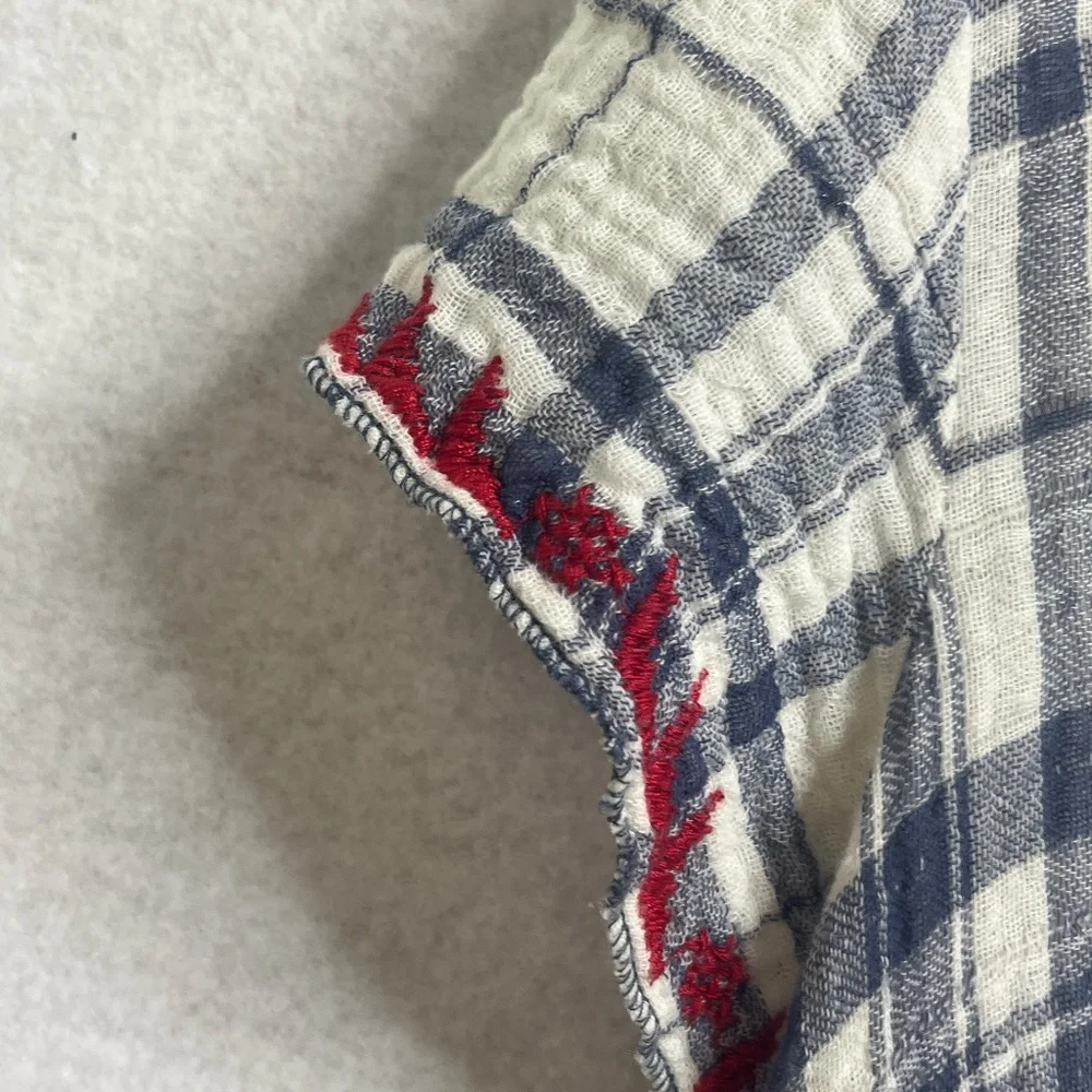 Johnny Was Workshop Embroidered Plaid Boho Top Size Small - Picture 5 of 5